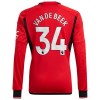 Officiële Voetbalshirt Manchester United Van De Beek 34 Thuis 2023-24 Lange Mouw - Heren